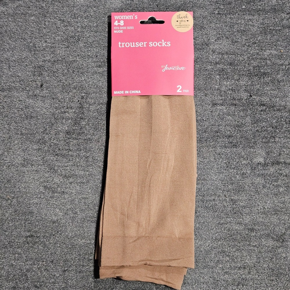 Juncture Women Nude Trouser Socks 2 Pair Pack Shoe Size 4-8‎ Sheer Stretch New